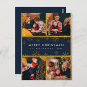 メリークリスマス! |青エレガントと金ゴールド4の写真 ポストカード (正面/裏面)