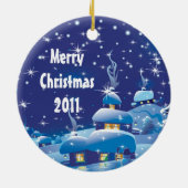 メリークリスマス – 青 セラミックオーナメント (裏面)