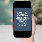 メリークリスマス 青 白 写真カード シーズンカード