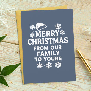 メリークリスマス 青 白 写真カード シーズンカード