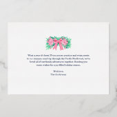 メリークリスマス 青 赤 エレガント ボタニカル 箔シーズンカード (裏面)