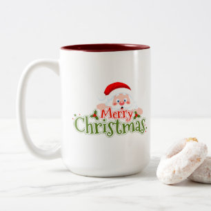 メリークリスマス 顔を覗かせるサンタクロース マグカップ