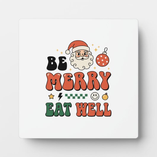 メリークリスマス 食事を楽しもう サンタのデザイン フォトプラーク (正面)