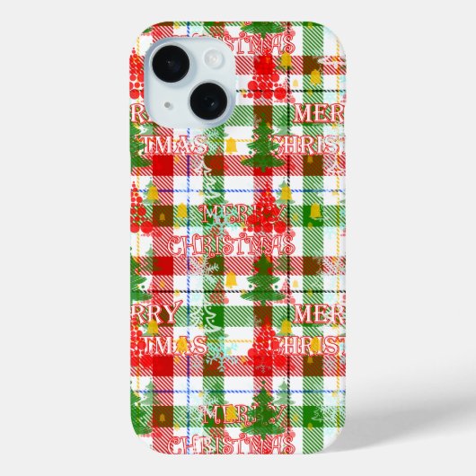 メリークリスマス 飾り プリント タータンチェック Case-Mate iPhoneケース (裏面)