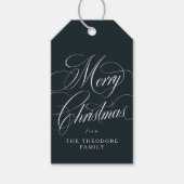 メリークリスマス 高級感のある紺色のホリデー ギフトタグ (正面)