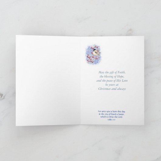 メリークリスマス《鳥》アメリカゴガラウィンターバード聖なる書物、 経典 シーズンカード (内部)