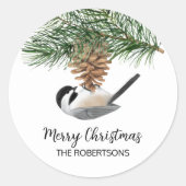 メリークリスマス《鳥》アメリカゴガラオンピネコン ラウンドシール (正面)