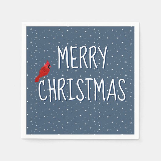 メリークリスマス(鳥)ショウジョウコウカンチョウオンスターズ スタンダードカクテルナプキン (正面)