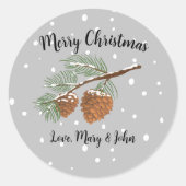 メリークリスマス(鳥)ショウジョウコウカンチョウクラシックラウンドステッカー ラウンドシール (正面)