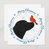 メリークリスマス(鳥)ショウジョウコウカンチョウドッグブラックラブラドール シーズンカード (正面/裏面)