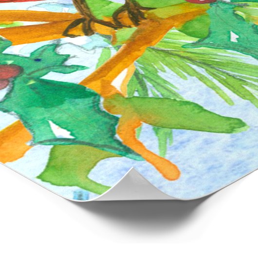 メリークリスマス(鳥)ショウジョウコウカンチョウバード ポスター (角)