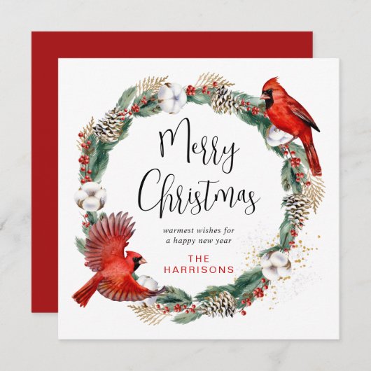 メリークリスマス(鳥)ショウジョウコウカンチョウパイングリーナリーリース シーズンカード (正面/裏面)