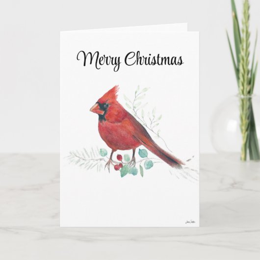 メリークリスマス（鳥）ショウジョウコウカンチョウホリデーカード カード (正面)