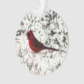 メリークリスマス（鳥）ショウジョウコウカンチョウ両面プリント オーナメント (正面)