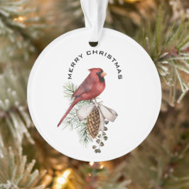 メリークリスマス（鳥）ショウジョウコウカンチョウ&パインコーンクリスマス オーナメント