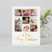 メリークリスマス 鹿と木の写真コラージュ ゴールド 箔シーズンカード (立ち正面)