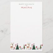 メリークリスマス |鹿と木 |固定 便箋 (正面)