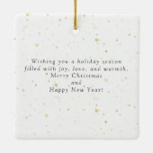 メリークリスマス、黄金の鐘と葉のリース セラミックオーナメント (裏面)