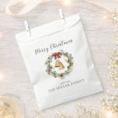 メリークリスマス、黄金の鐘と葉のリース フェイバーバッグ (クリップ留めされた状態)
