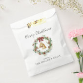 メリークリスマス、黄金の鐘と葉のリース フェイバーバッグ (封をした状態)