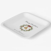 メリークリスマス、黄金の鐘と葉のリース ペーパープレート (傾斜あり)