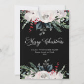 メリークリスマス |黒の水色の花 シーズンカード (正面)