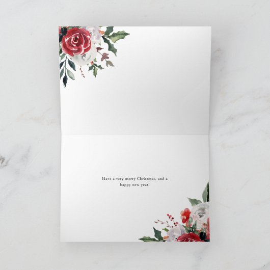 メリークリスマス |黒の水色の花 シーズンカード (内部)