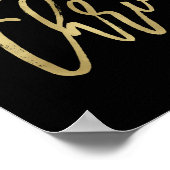 メリークリスマス |黒フェイクの金ゴールドタイポグラフィ ポスター (角)