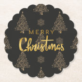 メリークリスマス、黒人と金ゴールド。 ペーパーコースター (正面)