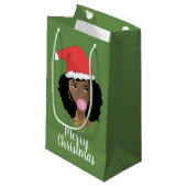 メリークリスマス!黒人女性サンタハットバブルガム スモールペーパーバッグ (正面アングル)