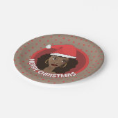 メリークリスマス、黒人女性サンタハット ペーパープレート (アングル)