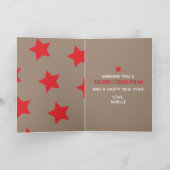 メリークリスマス、黒人女性、赤サンタハット、ブラウン カード (内部)