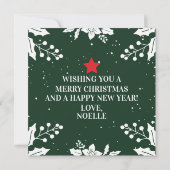 メリークリスマス、黒人女性、赤サンタハット、緑 カード (裏面)