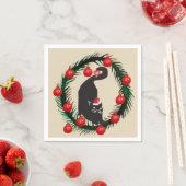 メリークリスマス、黒猫 スタンダードカクテルナプキン (インサイチュ)