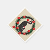 メリークリスマス、黒猫 スタンダードカクテルナプキン (角)