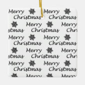 メリークリスマス 黒白 ファララララ セラミックオーナメント (正面)