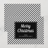 メリークリスマス 黒 白 ストライプ ポストカード (正面/裏面)