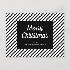 メリークリスマス 黒 白 ストライプ ポストカード
