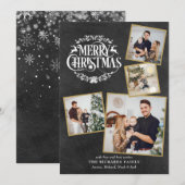 メリークリスマス　４枚の写真を並べた　チョークボード シーズンカード (正面/裏面)