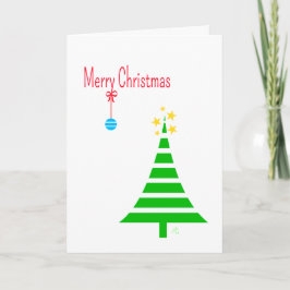 メリークリスマス、1つの木、1つの青いオーナメント、星 シーズンカード