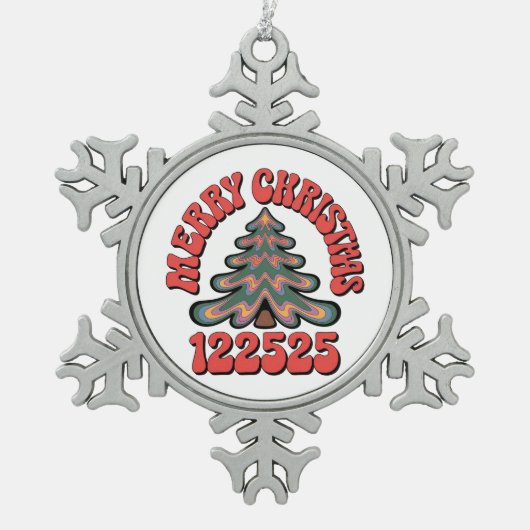 メリークリスマス 122525 スノーフレークピューターオーナメント (正面)