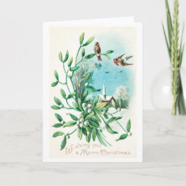 メリークリスマス（1910年）二羽の鳥とヤドリギ シーズンカード