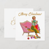 メリークリスマス 1950 レトロな婦人 シーズンカード (正面/裏面)