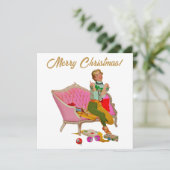 メリークリスマス 1950 レトロな婦人 シーズンカード (スタンド正面)