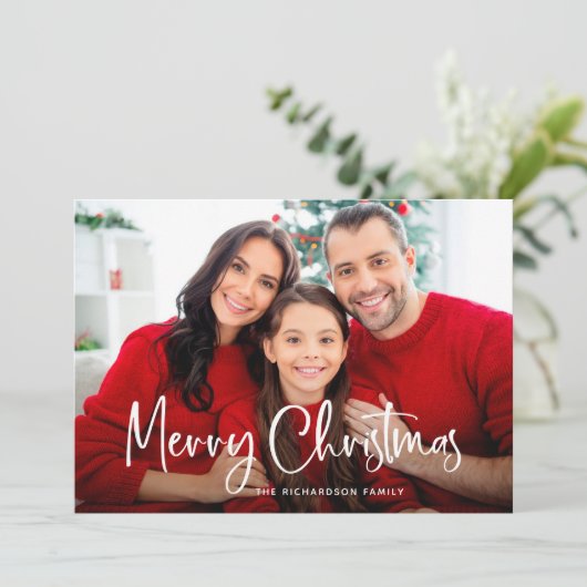 メリークリスマス | 2枚のカジュアル写真のスクリプト シーズンカード (スタンド正面)