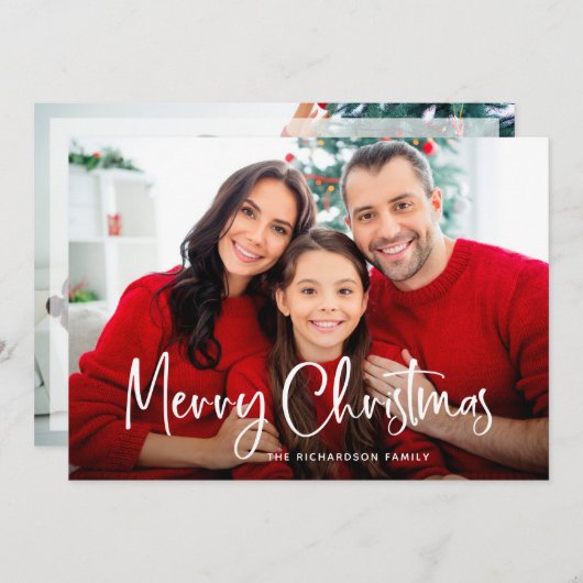 メリークリスマス | 2枚のカジュアル写真のスクリプト シーズンカード (正面/裏面)