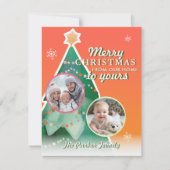 メリークリスマス!2枚の写真、クリスマスツリー シーズンカード (正面)