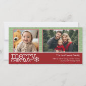 メリークリスマス – 2枚の写真 – 赤い緑 シーズンカード (正面)