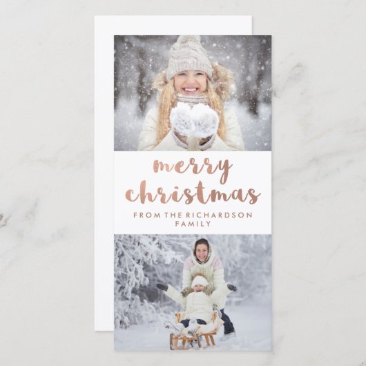 メリークリスマス | 2枚フェイクのバラ金ゴールド シーズンカード (正面/裏面)