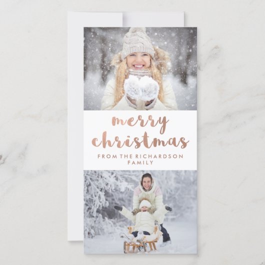 メリークリスマス | 2枚フェイクのバラ金ゴールド シーズンカード (正面)